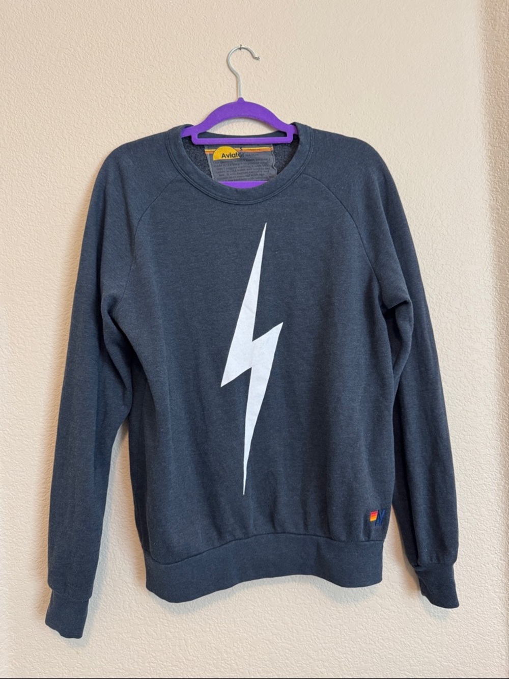 Aviator Nation Bolt Crew Sweatshirt In Charcoal Grey